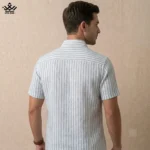 پیراهن آستین کوتاه لینن راه راه درشت Stin Man کد 3308 - تصویر 2